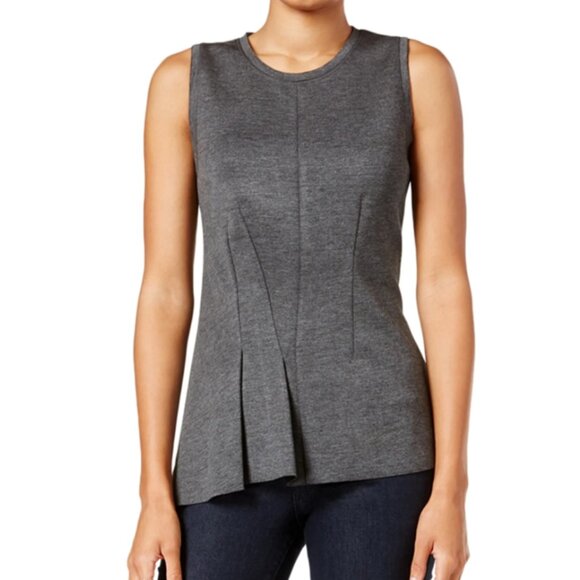 RACHEL Rachel Roy Tops - Rachel Roy Amelia Pleated Peplum Tank Top Charcoal